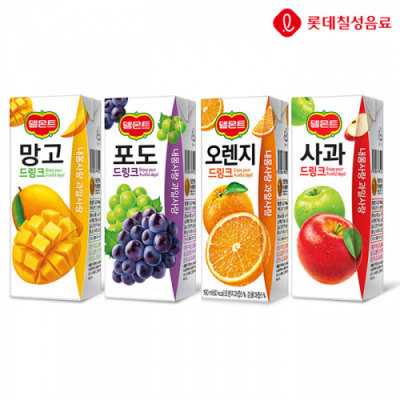 [롯데] 델몬트 드링크 190ml x 24팩 4종(포도,오렌지,망고,사과)