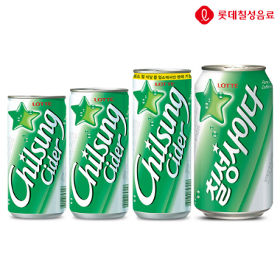 [롯데] 칠성사이다 캔 4종(190ml,210ml,245ml,355ml)