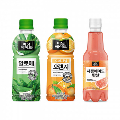 미닛메이드 350ml x 24PET 3종(알로에,오렌지,자몽에이드)