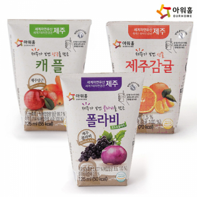 [아워홈] 제주가 보낸 125ml x 40개 3종(제주감귤,폴라비,사과당근)