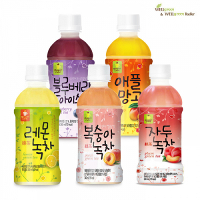 [웰그린] 스위트카페 340ml x 20PET 5종(복숭아녹차,블루베리,애플망고,레몬녹차,자두녹차)
