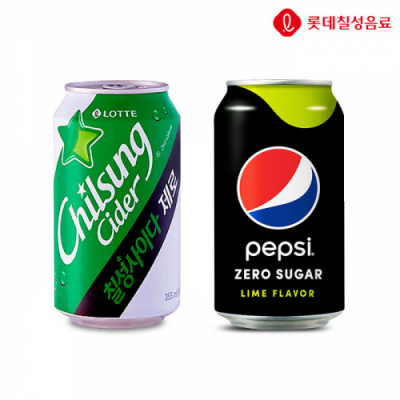 [롯데칠성] 제로 355ml x 24캔 2종(사이다,콜라)