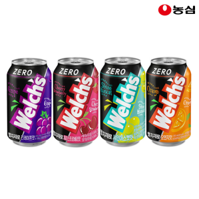 농심 웰치스 제로 355ml x 24캔 4종 (포도,오렌지,샤인머스캣,스트로베리