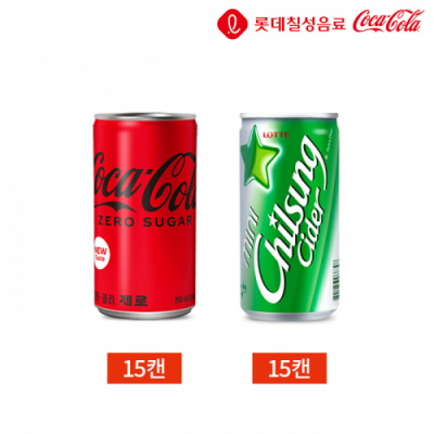 [코카콜라] 제로 칠성사이다 190ml 2종 30캔 세트