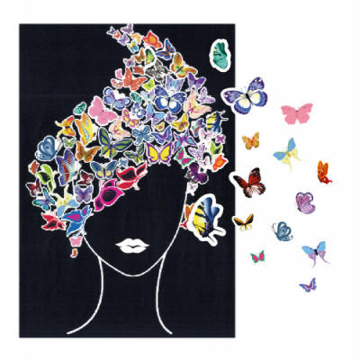 [컬러룬] 콜라주 나비 투명 스티커 (560개, 도안 5입)