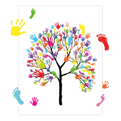 [컬러룬] 콜라주 손 발자국 투명 스티커 (652개, 도안 5입)