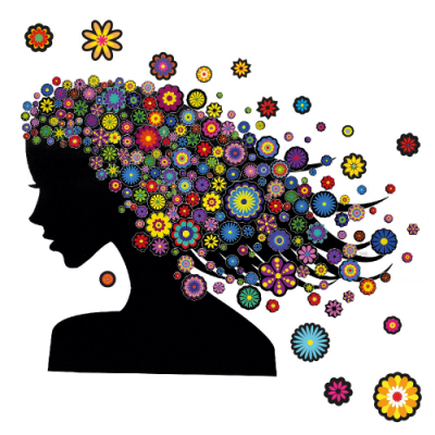 [컬러룬] 콜라주 꽃 투명 스티커 (596개, 도안 5입)