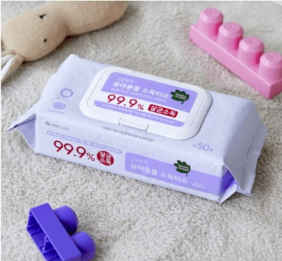 [유한킴벌리] 그린핑거 손소독 유아용품 소독티슈 캡형 50매