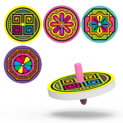 [사이언스팜] 4종 그림 색칠 팽이 만들기 (전통 문양)