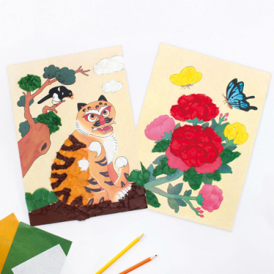 [파코파코] DIY 한지 모자이크 민화 컬러링 호작도 모란도 (2종 택 1)