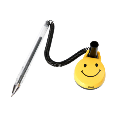 [델리] 스마일 부착 볼펜 데스크펜 롤링펜 은행볼펜