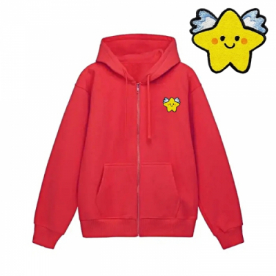 [반티/단체티] 특양면 후드짚업_와펜자수 엔젤스타 (국내산/특양면/자수/후드짚업/긴팔/왼쪽가슴)