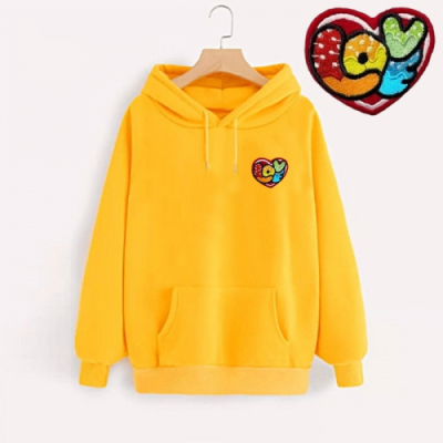 [반티/단체티] 특양면 후드티셔츠 와펜자수 슈가하트(국내산/특양면/아트티셔츠/자수/긴팔)