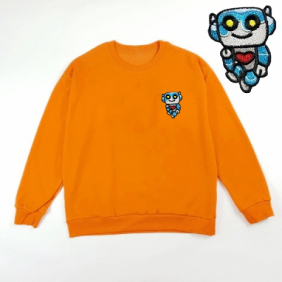 [반티/단체티] 맨투맨 와펜자수 해피로봇(국내산/특양면/아트티셔츠/자수/긴팔/맨투맨)