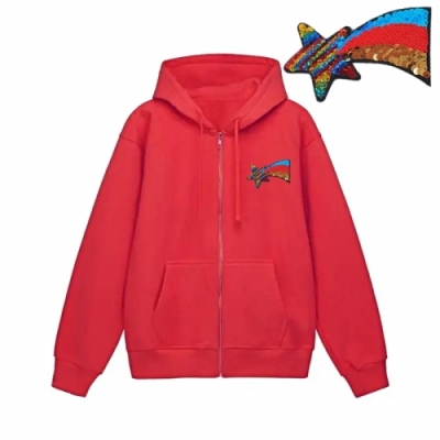 [반티/단체티] 특양면 후드짚업_스팽글_슈팅스타 (국내산/특양면/스팽글/후드짚업/긴팔/왼쪽가슴)