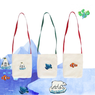 [JD가방/마이제이디]  환경사랑특집_귀요미_미니크로스_에코백_플로깅백_와펜자수 4종(단체가방/물병,핸드폰가방/산책,소풍가방/추가별도인쇄가능)