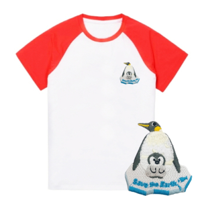 [반티/단체티/나그랑]  환경사랑특집_펭귄을 구해줘_와펜자수 (국내산/순면/아트/반팔/30수/심플디자인/자수/추가별도인쇄가능)