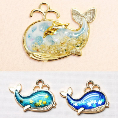 [레진아트/공예재료] 악세사리 프레임_분수 고래(골드)