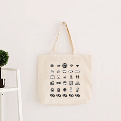 [JD가방] 아이콘톡 디자인 에코백_아이콘으로 대화해요(블랙/베이지/가방/소/중/대/별도추가인쇄가능)