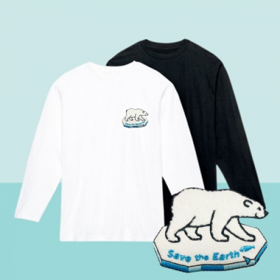 [반티/단체티/긴팔] 와펜자수_북극곰을 지켜요(국내산/순면/아트티셔츠/30수/와펜/추가별도인쇄가능)