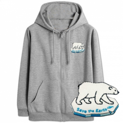 [반티/단체티/후드짚업] 북극곰을 지켜요_보풀자수(국내산/특양면/긴팔/와펜자수/14호부터/별도추가인쇄가능)