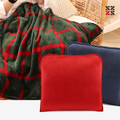 [MYJD]무릎 담요 크리스마스 패턴_노아 극세사 벨벳 쿠션 담요(2색/파우치세트/극세사/최소수량20개)