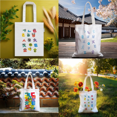 [마이제이디]한글사랑 K한글 린넨 캔바스 에코백(별도추가인쇄가능)