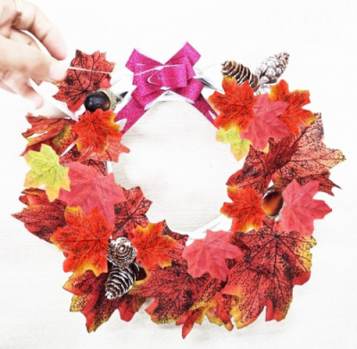 [마이제이디]DIY 단풍 솔방울 원형우드 리스 만들기 센트