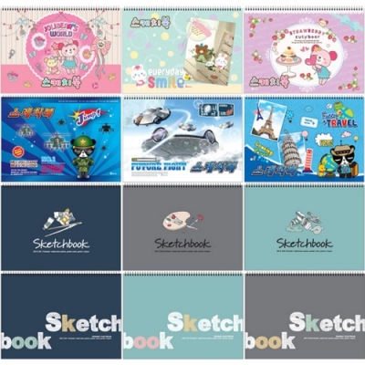 [비팬시] 초등 스케치북 3권 (저학년 고학년 8절 두꺼운 연습장 대용량 미술)