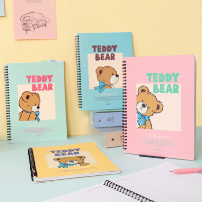 [테지움] 테디베어 B5 요점 스프링 노트 공책 80매 (코넬 코넬식)