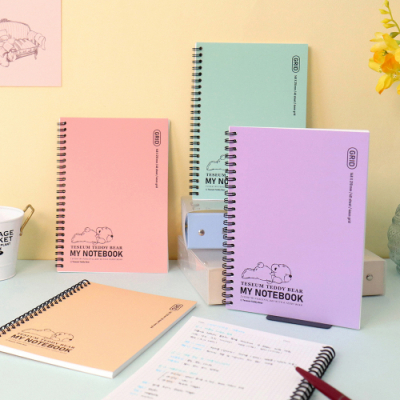 [테지움] 테디베어 A5 모눈 스프링 노트 공책 80매 (방안 그리드)