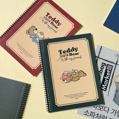 [테지움] 테디베어 A4 절취 요점 스프링 노트 공책 80매 (코넬 코넬식)