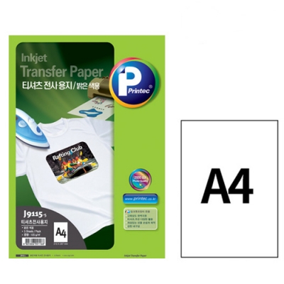[프린텍] 밝은색 전사용지 A4 5매 J9115-5