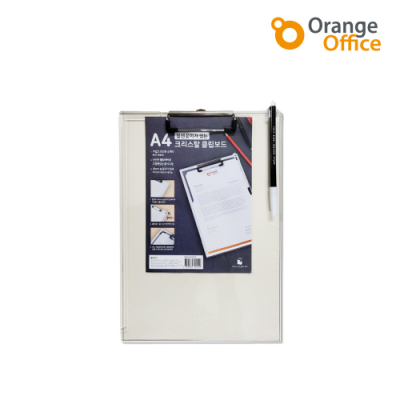 [오렌지오피스] A4 클립보드 30cm 눈금자 볼펜꽂이 크리스탈보드
