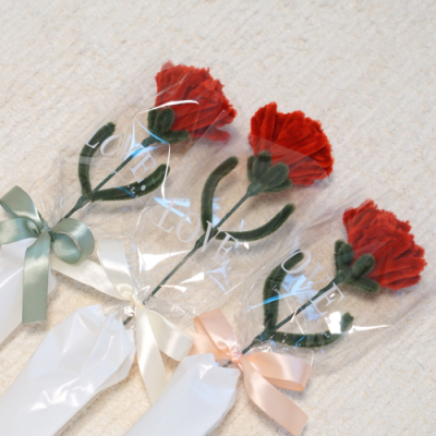 [달콤한자매들] 모루 카네이션 한송이 꽃다발(주문제작)