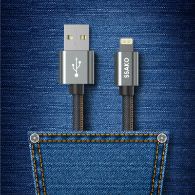 [싸코] 8핀라이트닝 USB-A 보조배터리 충전케이블 20cm