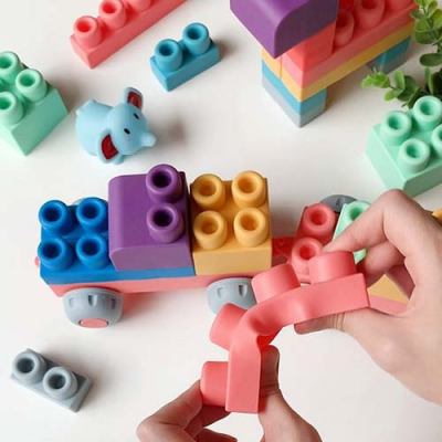 [베비몽] 소프트 말랑 블럭 80pcs (정리함 포함, TPR 소재, 삼킴 방지)