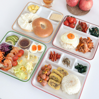 [살다] 컬러라인 도자기 식판세트 4P