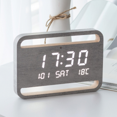 [플라이토] 네이쳐 우드 인테리어 LED 탁상 벽시계 23cm