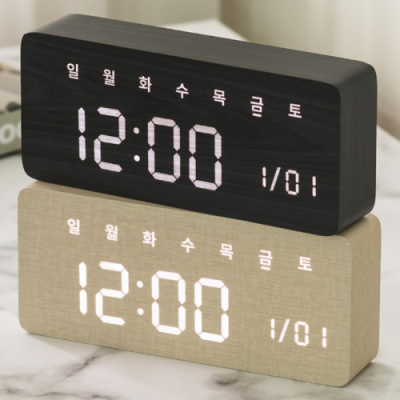 [플라이토] 데이즈 우드 인테리어 LED 탁상시계