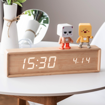 [플라이토] 오블롱 우드 인테리어 LED 탁상시계 38cm