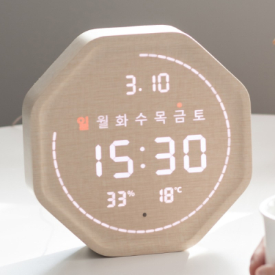 [플라이토] 와이파이 필링 폴리곤 인테리어 LED 탁상시계 18cm