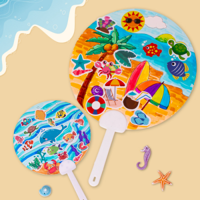 [미술샘] 여름바다 스티커 부채 (스티커 포함)
