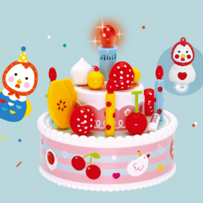 [아쎈제이제이] 리모컨으로 촛불을 켜는 꼬꼬맘 생일 케이크 (생일케이크+꼬꼬맘리모컨+생일축하카드)
