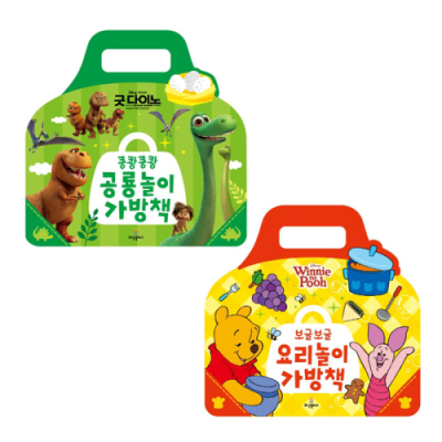 [아쎈제이제이] 디즈니 폭신폭신한 가방책 스티커북 공룡/요리놀이 (2종 택1) 동화 음식 놀이