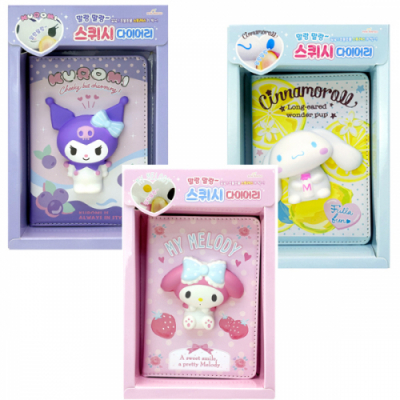 [산리오캐릭터즈]산리오 말랑말랑 스퀴시 다이어리 (3종택1)