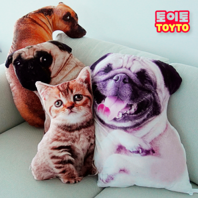 [토이토] 강아지 고양이 동물 프린팅 쿠션 (4종 택1)