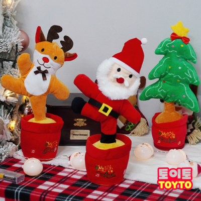 [토이토] 크리스마스 춤추는 화분 말 따라하는 인형 (3종 택1)