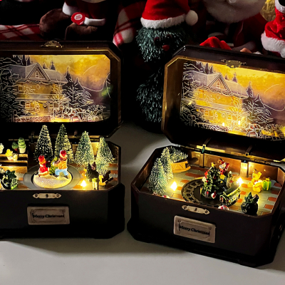 [토이토] 크리스마스 뮤직박스 오르골 자동 LED 무드등 멜로디 (2종 택1)