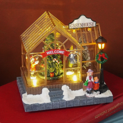 [토이토] 크리스마스 그린하우스 오르골 자동 LED 무드등 멜로디